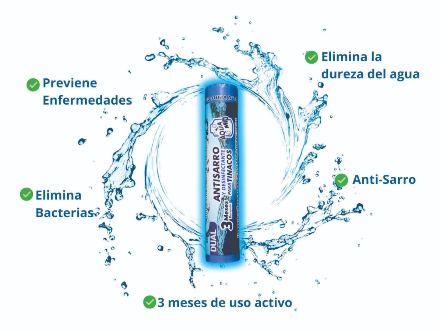 2pack - Sistema Dual Desinfectante y Antisarro para Tinaco | 6 Meses de Protección - Mejora Calidad del Agua | Para Depósitos de 450 a 1100 L