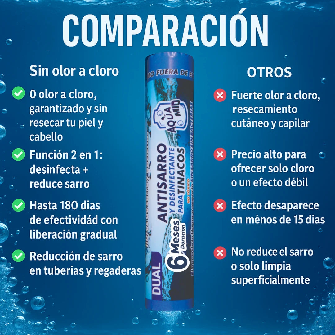 Aquamid Dual | Purificador y Antisarro para Tinacos (6 Meses de Protección) F