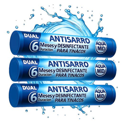 3 pack - Sistema Dual Desinfectante y Antisarro para Tinaco | 6 Meses de Protección - Mejora Calidad del Agua | Para Depósitos de 450 a 1100 L (Copia)